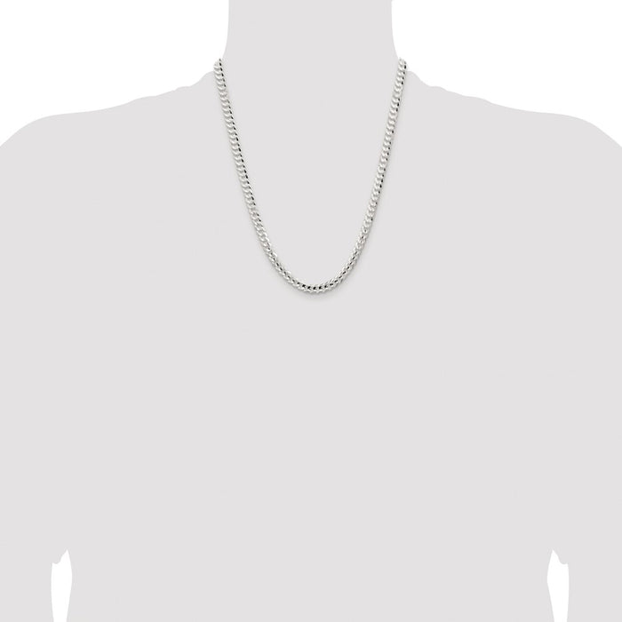 Buy Stylish Rhodium-Plated Sterling Silver 5.65mm Beveled Curb Chain-4