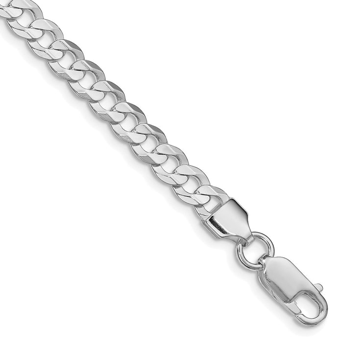 Buy Stylish Rhodium-Plated Sterling Silver 5.65mm Concave Beveled Chain-1