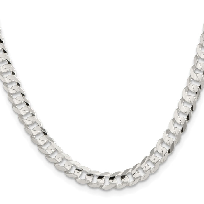 High-Quality 6.75mm Beveled Concave Curb Chain in Sterling Silver - Stylish Value!-2