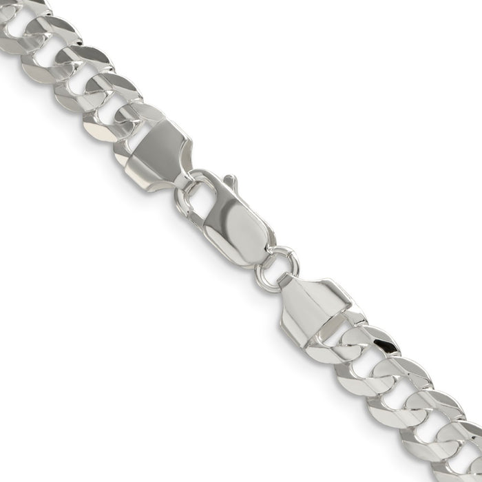 High-Quality 6.75mm Beveled Concave Curb Chain in Sterling Silver - Stylish Value!-3