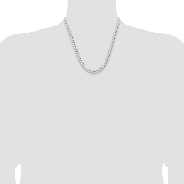 High-Quality 6.75mm Beveled Concave Curb Chain in Sterling Silver - Stylish Value!-4