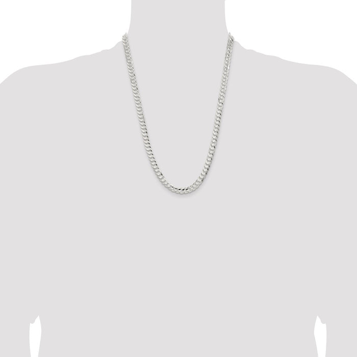 Buy Stylish Sterling Silver 6.75mm Beveled Concave Curb Chain - Affordable Luxury!-4