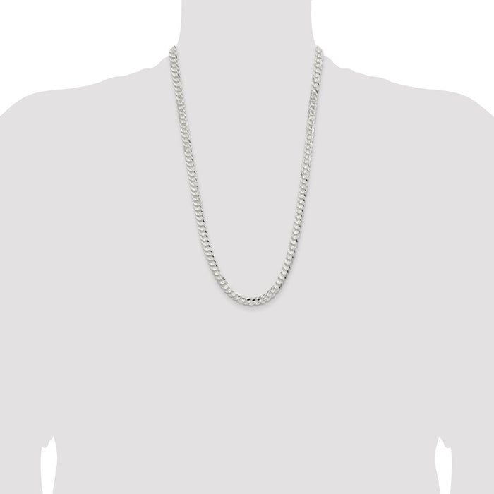 Buy Stylish 6.75mm Sterling Silver Concave Beveled Curb Link Chain-4