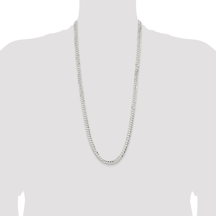 Designer 6.75mm Beveled Concave Curb Chain in Sterling Silver - Affordable Luxury-4