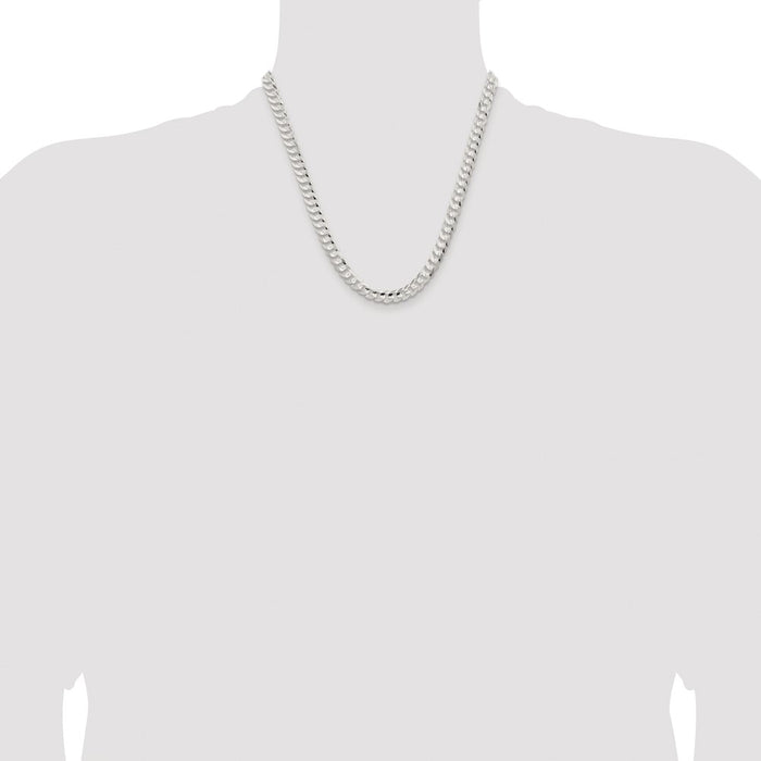 Buy Stylish Rhodium-Plated Sterling Silver 6.75mm Curb Chain - Luxury Value-4