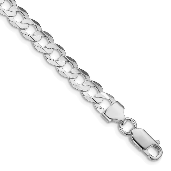 High-Quality Rhodium-Plated Sterling Silver 6.75mm Curb Chain | Stylish Value-1