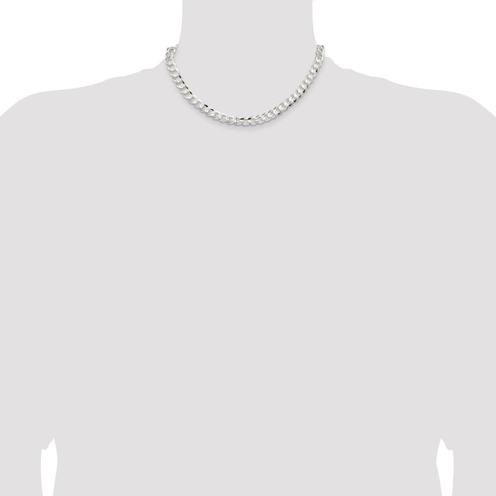 Order Stylish 7.8mm Sterling Silver Beveled Concave Curb Chain at Value Price-4