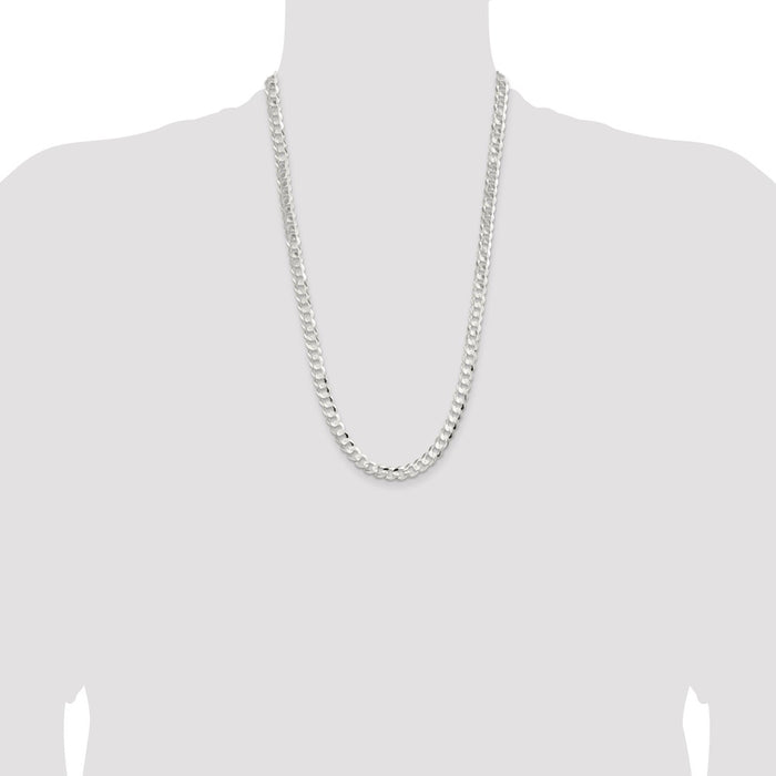 Buy Stylish Sterling Silver 7.8mm Beveled Concave Curb Chain - Affordable Luxury-4