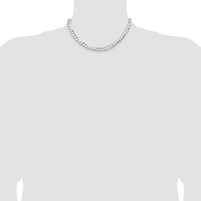 Buy Rhodium-Plated Sterling Silver 7.8mm Curb Chain - Stylish & Affordable Value!-4