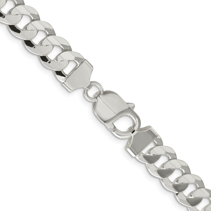 Buy Stylish 9.75mm Beveled Concave Curb Chain in High-Quality Sterling Silver-3