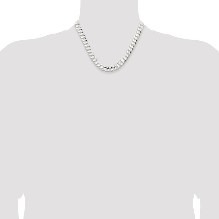 Buy Stylish 9.75mm Beveled Concave Curb Chain in High-Quality Sterling Silver-4