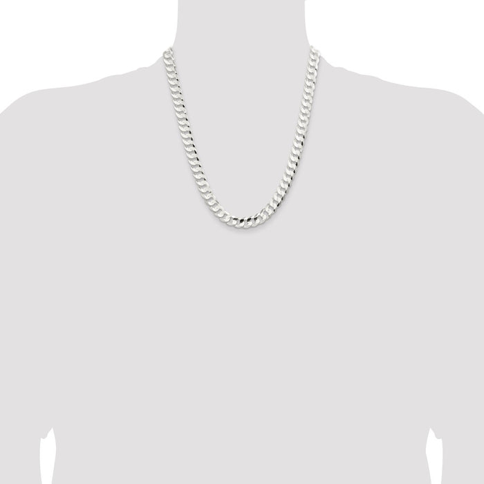 Buy Stylish 9.75mm Beveled Concave Curb Chain in High-Quality Sterling Silver-4