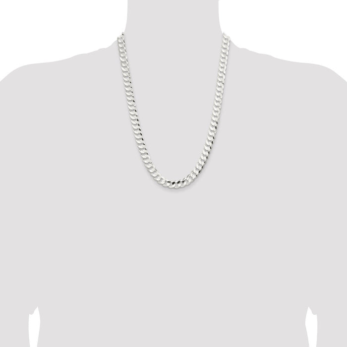 Buy Stylish 9.75mm Beveled Concave Curb Chain in High-Quality Sterling Silver-4