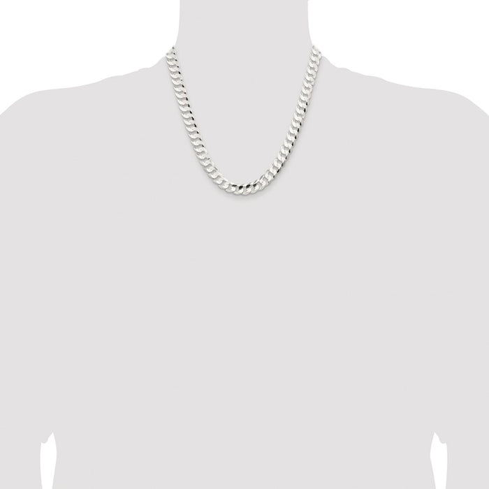 Exclusive Rhodium-Plated Sterling Silver 9.75mm Curb Chain - Stylish Value!-4