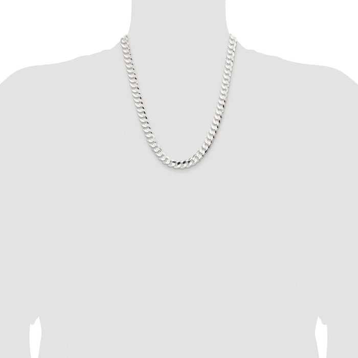 Buy Stylish Rhodium-Plated Sterling Silver 9.75mm Curb Chain - Affordable Luxury-4
