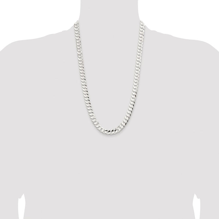 Buy Stylish Rhodium-Plated Sterling Silver 9.75mm Curb Chain - Luxury Value-4