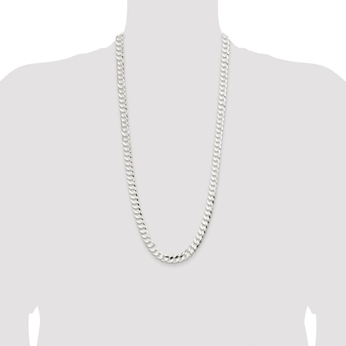 Buy Exclusive Rhodium-Plated Sterling Silver 9.75mm Curb Chain - Stylish Value!-4