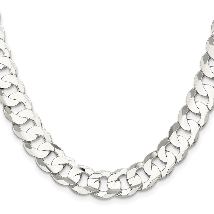 Buy Exclusive 11.9mm Beveled Concave Curb Chain in Sterling Silver - Stylish Value-2
