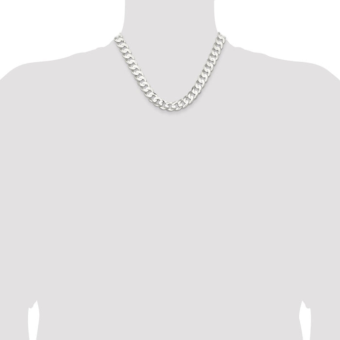 Buy Exclusive 11.9mm Beveled Concave Curb Chain in Sterling Silver - Stylish Value-4