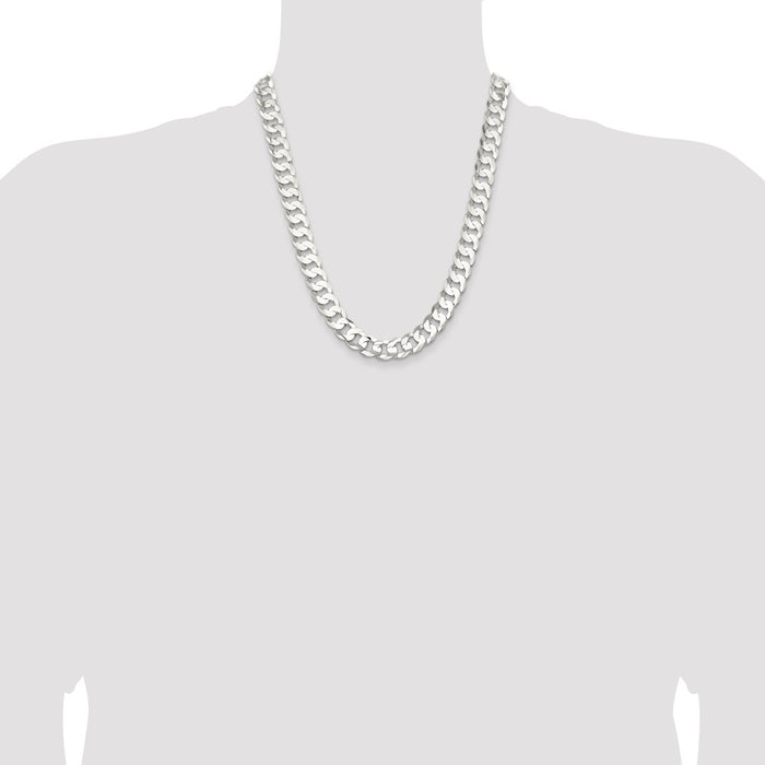 Buy Stylish 11.9mm Beveled Concave Curb Chain in High-Quality Sterling Silver-4