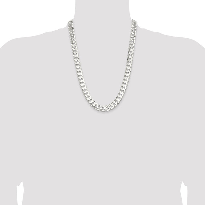 Buy Stylish 11.9mm Beveled Concave Curb Chain in High-Quality Sterling Silver-4