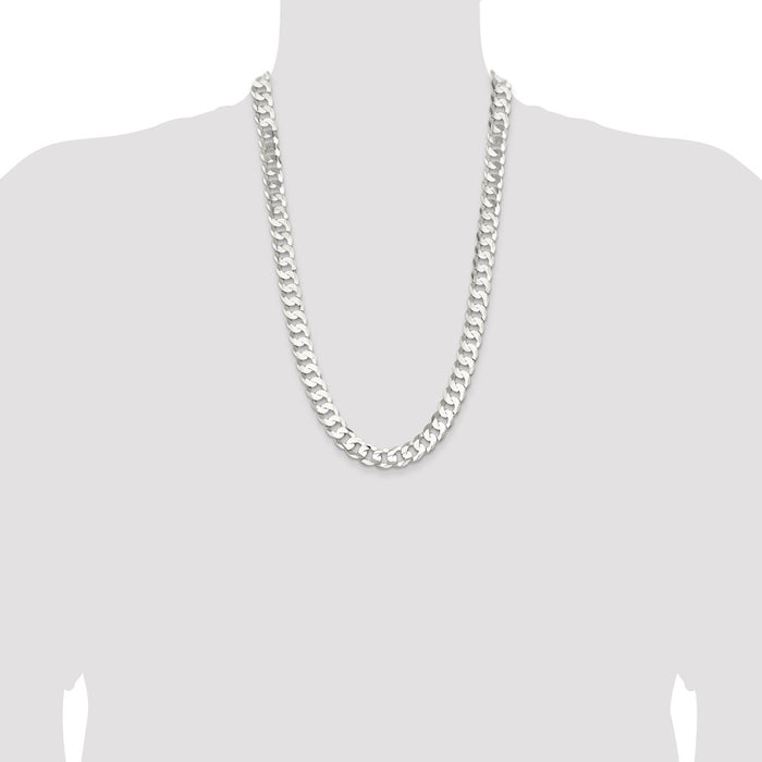 High-Quality 11.9mm Sterling Silver Beveled Concave Curb Chain - Stylish Value-4