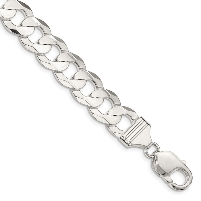 High-Quality 11.9mm Sterling Silver Beveled Concave Curb Chain - Stylish Value!-1