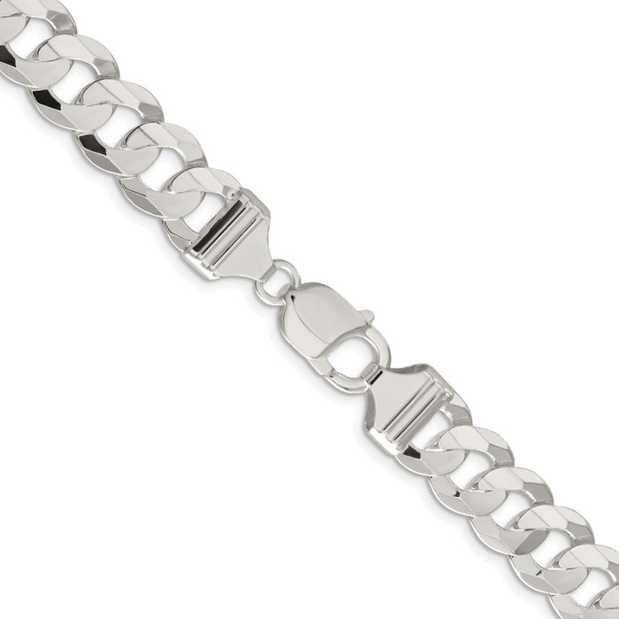 High-Quality Rhodium-Plated Sterling Silver 11.9mm Curb Chain - Stylish Value!-3