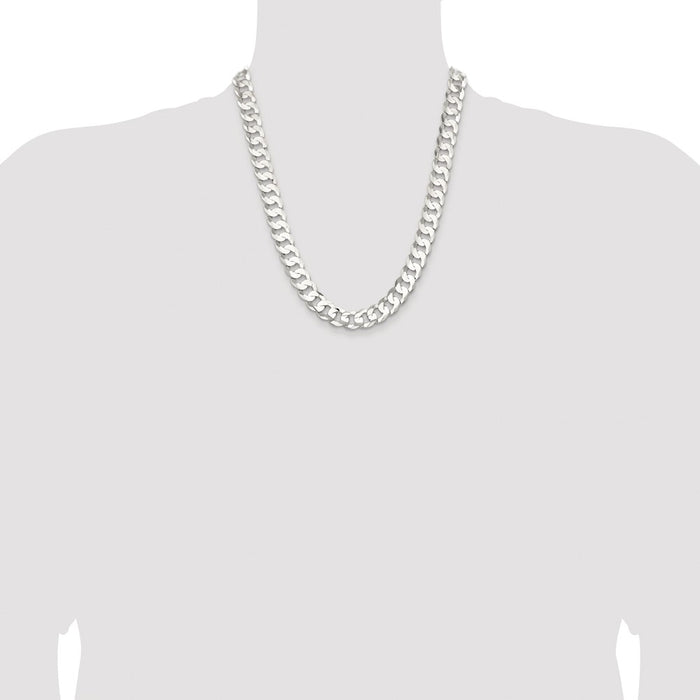 High-Quality Rhodium-Plated Sterling Silver 11.9mm Curb Chain - Stylish Value!-4