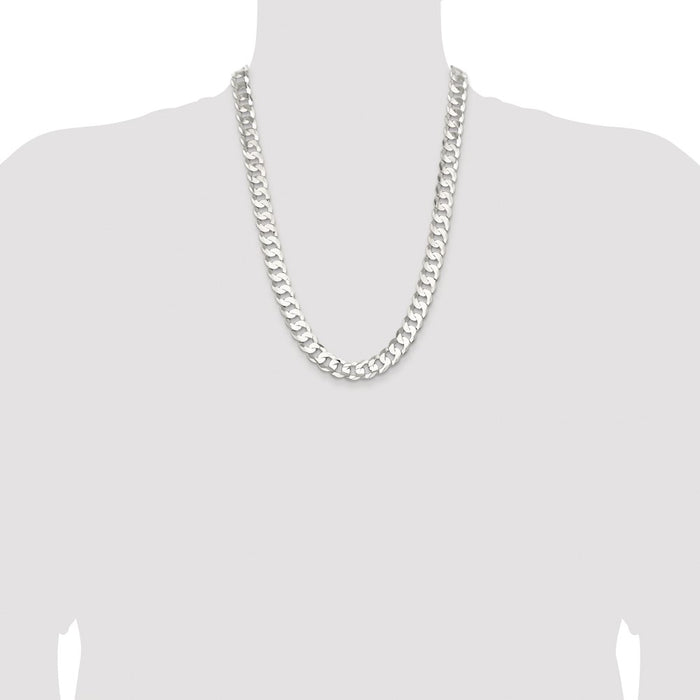 High-Quality Rhodium-Plated Sterling Silver 11.9mm Curb Chain - Stylish Value-4