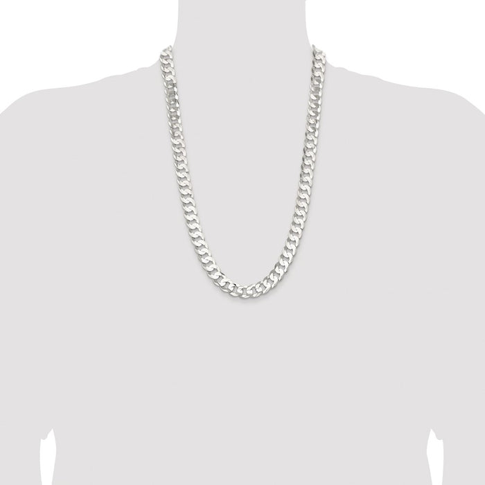 Exclusive Rhodium-Plated Sterling Silver 11.9mm Curb Chain - Stylish Value-4