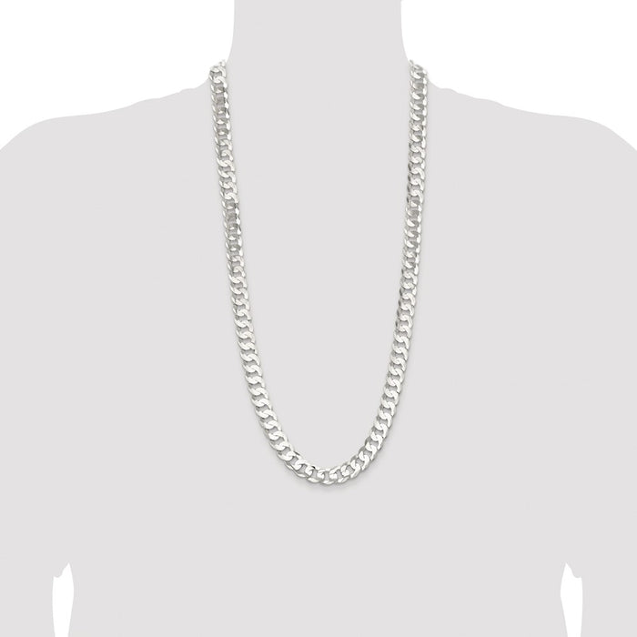 High-Quality Rhodium-Plated Sterling Silver 11.9mm Curb Chain - Stylish Value-4