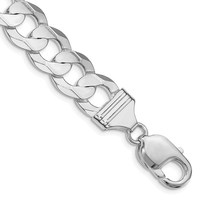 High-Quality Rhodium-Plated Sterling Silver 11.9mm Curb Chain - Stylish Value-1