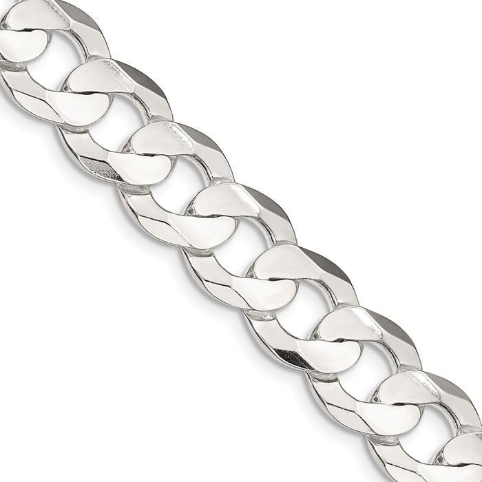 High-Quality Sterling Silver 11.9mm Beveled Concave Curb Chain - Stylish Value-1