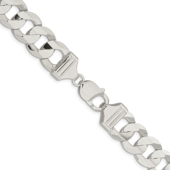 Buy Stylish 14mm Sterling Silver Concave Beveled Curb Chain - Affordable Elegance-3
