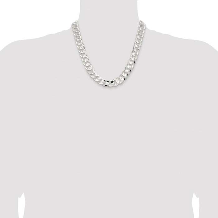 High-Quality Rhodium-Plated Sterling Silver 14mm Curb Chain - Stylish Value-4
