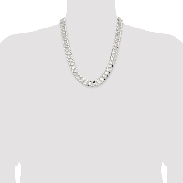 Buy Stylish 14mm Rhodium-Plated Sterling Silver Curb Chain - Luxury Value!-4