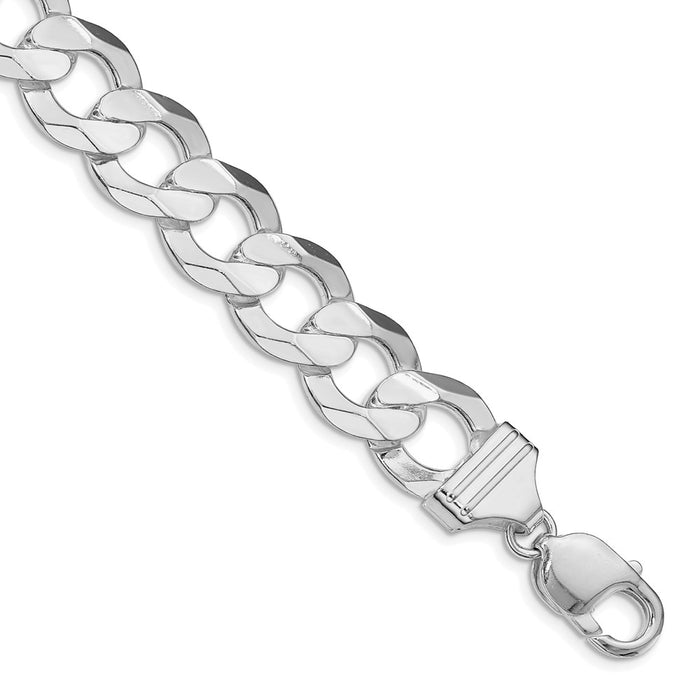 Buy Stylish 14mm Rhodium-Plated Sterling Silver Curb Chain - Luxury Design-1