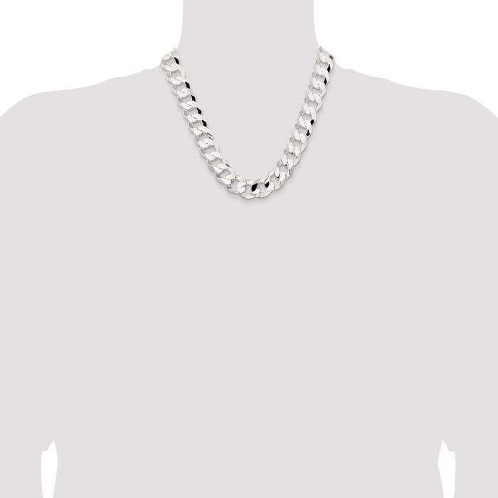 Exclusive 15.75mm Sterling Silver Concave Beveled Curb Chain - Stylish Value-4