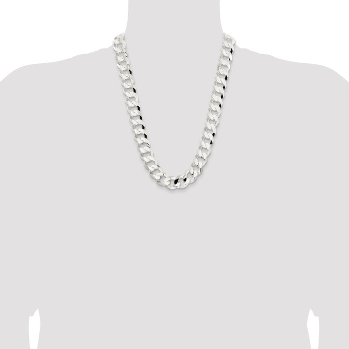 High-Quality 15.75mm Beveled Concave Curb Chain in Sterling Silver - Stylish Value!-4