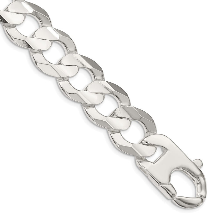 High-Quality 15.75mm Beveled Concave Curb Chain in Sterling Silver - Stylish Value!-1