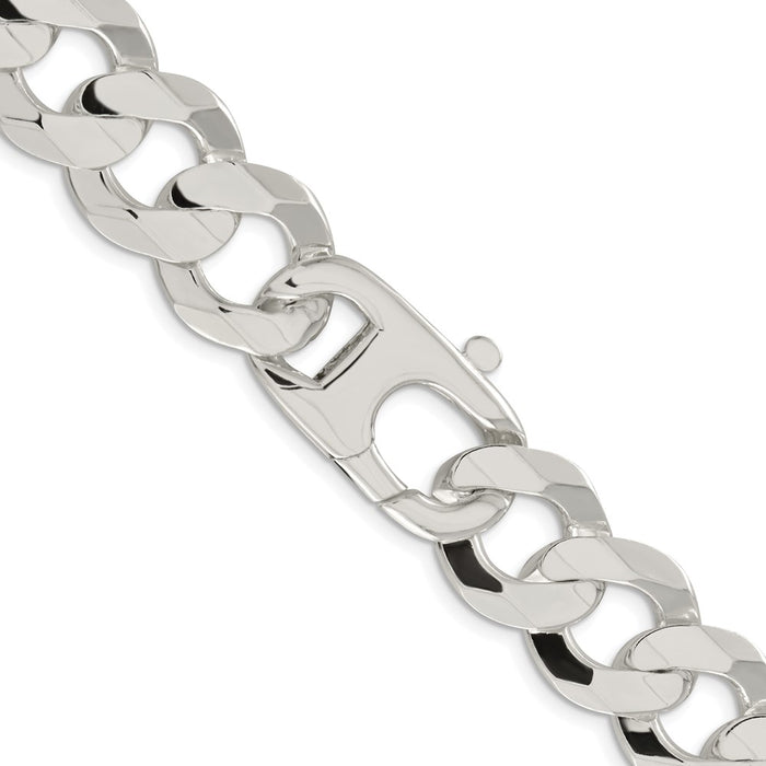 Buy Stylish Rhodium-Plated Sterling Silver 15.75mm Curb Chain - Affordable Luxury-3