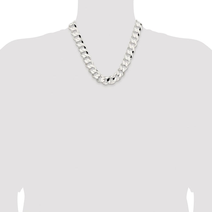 Buy Stylish Rhodium-Plated Sterling Silver 15.75mm Curb Chain - Affordable Luxury-4