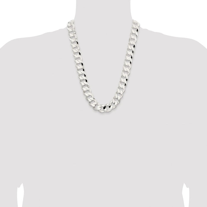 Buy Stylish Rhodium-Plated Sterling Silver 15.75mm Beveled Curb Chain-4