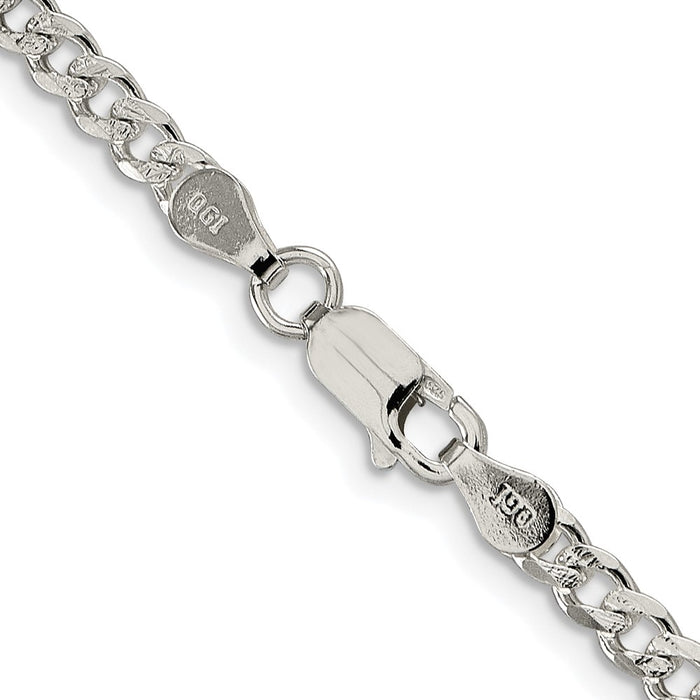 Exclusive Rhodium-Plated Sterling Silver 3.8mm Pav Curb Chain - Stylish Value-3
