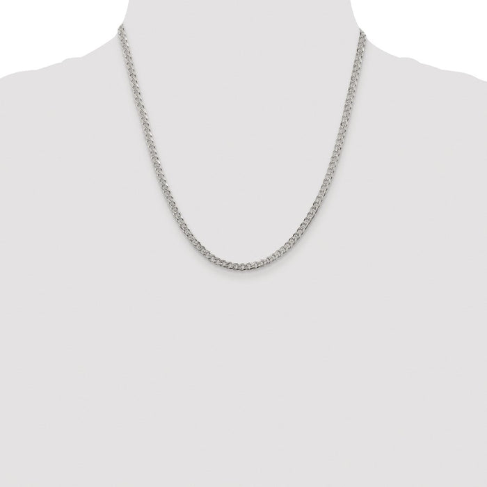 Exclusive Rhodium-Plated Sterling Silver 3.8mm Pav Curb Chain - Stylish Value-4