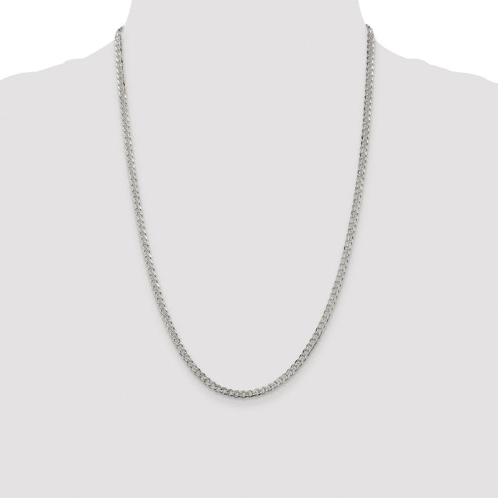 Buy Stylish Rhodium-Plated Sterling Silver 3.8mm Pav Curb Chain - Luxury Value-4