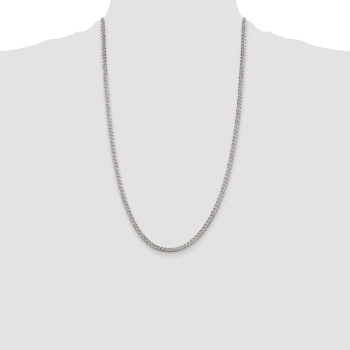 Buy Stylish Rhodium-Plated Sterling Silver 3.8mm Pav Curb Chain - Luxury Value-4
