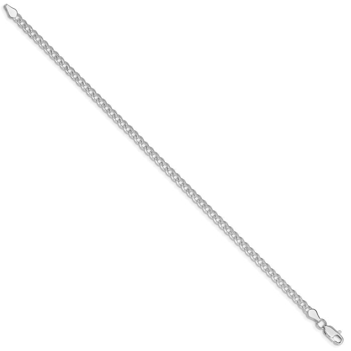 Buy Stylish Rhodium-Plated Sterling Silver 3.8mm Pav Curb Chain - Affordable Luxury!-2