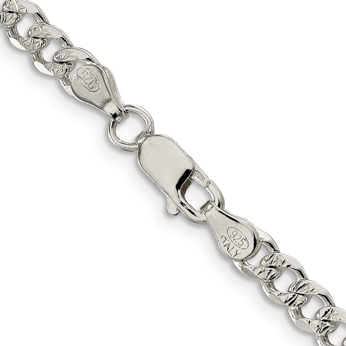 Exclusive 4.5mm Sterling Silver Pave Curb Chain - Stylish Value Jewelry-3
